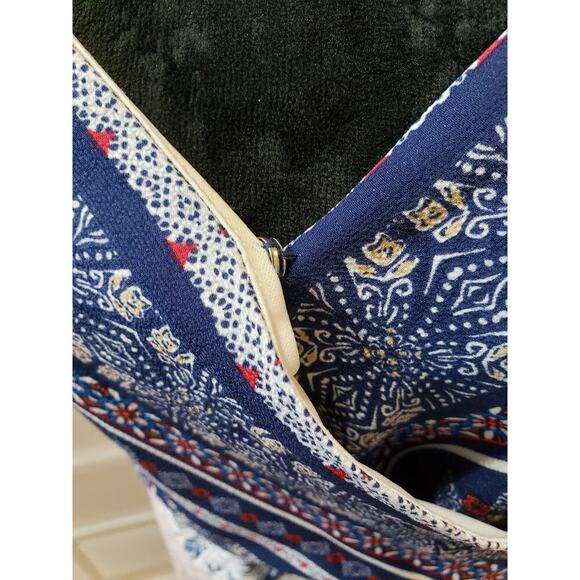 Maurices Dress Women Size X-L Blue Pink Boho Cold Shoulder Wrap Midi Belted - Picture 5 of 16